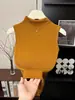 Camiseta sin mangas de estilo coreano con cuello mao pequeño para mujer, corte ajustado, top corto versátil para ir al trabajo, camiseta básica de verano