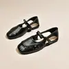 Zapatos Mary Jane Franceses de Verano con Punta Cuadrada 2026, Planos con Elegante Diseño Hueco, Nuevos Zapatos de una Sola Hebilla de Escote Bajo para Mujer