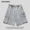 Shorts Jeans Funcionais Estilo Japonês para Trabalho Unissex Calças de Cinco Pontos Verão 2026 Novos Shorts Casuais Soltos de Comprimento Médio Calças de Cinco Pontos