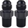 Adaptador recto AN3/AN4/AN6/AN8/AN10/AN12 macho a conector NPT Negro Paquete de 2