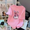 Camiseta Blanca de Manga Corta de Algodón Puro para Mujer Estilo Retro Americano Verano 2025 Nuevo Estilo Holgada Tallas Grandes Tops Venta al por Mayor Dropshipping