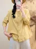26 Camisa Feminina de Manga Longa da Coleção Outono com Acabamento em Renda, Nova Camisa Solta Estilo College
