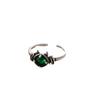 Anillo Deviruchi para mujer con circonita esmeralda, exquisito anillo abierto bañado en plata S925, combinable con todo, anillo de comida de estilo antiguo.