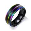 Anillo de Nicho para Hombre Transfronterizo, Joyería Arcoíris de Acero de Titanio de Alta Gama, Anillo Grabado de Doble Capa con Galvanoplastia para Mujer Fabricante Venta al por Mayor