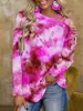 Camiseta casual holgada de manga larga con hombros descubiertos y estampado tie-dye, para mujer, de primavera y otoño, transfronteriza europea y americana, Amazon