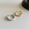 JZ69 Anillo Abierto Cruzado Irregular S925 Plata Diseño de Nicho Femenino Pulsera Personalizada Estilo Frío Europeo y Americano