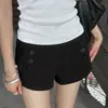 Estilo Europeu e Americano Novo Design de Senso Nicho Gola Alta Preta Botão Assimétrico Manga Curta Camisa Feminina Slim Fit Temperamento Top para o Trabalho