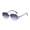 Gafas de sol sin montura retro europeas y americanas 2026 con bordes tallados en diamante para hombre y mujer, Gafas especiales para conducir