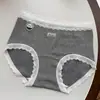 9853 Encaje de Lunares Gris Colección Otoño, Ropa Interior 100% Algodón Cepillado para Mujer, Algodón Puro con Entrepierna Extendida, 10A Antibacteriano