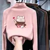 Roupa íntima infantil quente de gola alta parcial para outono e inverno, top estiloso de manga comprida para meninas, camiseta básica redonda de veludo alemão da moda