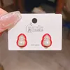 Conjunto de Colar e Brincos Elegantes de Abóbora Vermelha com Agulha de Prata de Alta Qualidade Brincos Festivos Retrô de Alta Qualidade para Mulheres