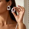 Pendientes de Metal Martillado con Piedras Preciosas de Resina Estilo Parisino Francés Transfronterizos Más Vendidos Retro, Pendientes Simples y Lujosos de Gama Alta