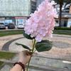 Hortensia verde hidratante de comercio exterior, tacto suave de goma, hortensia de una sola cabeza, hortensia grande, decoración suave para bodas, fabricante de flores falsas
