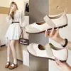 Sapatos Mary Jane de Couro Macio para Mulheres 2025 Verão Novos Rasteirinhas Sola Macia Velcro Confortáveis, Elegantes e Versáteis Sapatos Casuais