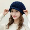 Chapéus Transfronteiriços de Outono e Inverno para Mulheres, Boina Fashion com Aba, Forrada com Lã e Espessa, Chapéu de Mãe, Chapéu de Lã Tricotado Quente