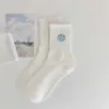 Meias Femininas Meia-Perna Meias de Verão Finas 100% Algodão Tendência Brancas Esportivas Estilo Japonês Celebridades da Internet Verão Fofas Estilo Universitário Longas