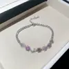 Galáxia Névoa Roxa~Pulseira com Pingente de Flor de Zircônia Gota d'Água Estilo Minimalista Coreano Ins Pulseira Joia de Luxo Leve de Alta Qualidade