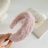 Outono e inverno Nova lã de cordeiro borda larga headband cor doce bonito Teddy headband de veludo simples all-match lavagem facial acessórios para o cabelo para as mulheres