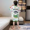 2026 Pijama Nuevo de Seda Hielo para Niños Verano Manga Corta Shorts Ropa de Casa Delgada para Niños Mayores Exportación