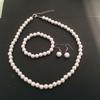 Conjunto de collar y pulsera de perlas de estilo europeo y americano, nuevo conjunto de collar y pulsera de perlas de tres piezas, pendientes y pulsera, venta al por mayor de fábrica femenina.