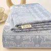 2026 Novo Estilo Algodão Puro Padrão Waffle Auspicioso Tradicional Tecido Grosso Lençol de Cama Conjunto de Três Peças
