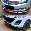 Spoiler Frontal Universal para Modificación de Coche con Cuatro Secciones y Ribete Rojo, Labio Frontal de Tres Secciones, Cubierta de Esquina de Spoiler Frontal, Contorno de Parachoques Grande y Pequeño