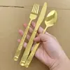 Conjunto de 4 Peças de Talheres Estilo Coluna Romana em Aço Inoxidável 410 para Casa e Restaurantes Ocidentais, Incluindo Faca, Garfo, Colher, Faca de Bife, Colher de Chá, Garfo de Chá e Colher