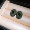 Pendientes de Aguja Plateada con Diamantes, Forma Ovalada, Sencillos y de Moda, Estilo Retro Europeo y Americano, Pendientes Elegantes y Lujosos