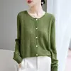 26 Nuevo Cardigan de Punto de Seda y Cachemira Otoño/Invierno para Mujer Cuello Redondo Manga Larga Patrón de Corazón Jacquard Holgado Versátil