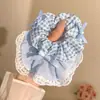Elástico de Cabelo/Faixa de Cabeça Azul Francês com Laço para Mulheres 2025 Novo Estilo Elástico de Cabelo Faixa de Cabeça de Alta Elasticidade Elástico de Borracha
