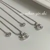 Colar Instantâneo de Arroz em Prata de Lei S925 Omni Coreano para Meninas, Corrente de Clavícula Carrossel de Gipsófila Ajustável Puxável