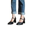 Sapatos Mary Jane Femininos Dongsenwan de Novo Estilo com Saltos Grossos, Saltos Altos, Sapatos de Trabalho, Sapatos de Salto Único Quadrados Rasos para Mulheres