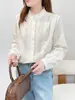 Coleção Outono 2026: Cardigan Feminino Soltinho Bordado Jacquard com Gola Alta Estilo Japonês Camisa Top Manga Longa Atacado