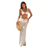 Traje de Baño Sexy para Mujer Europeo y Americano 2026 Nueva Moda Color Sólido Bikini de Estrella de Mar con Falda Larga de Encaje Conjunto de Tres Piezas