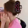Pinza para el pelo, rosa, morado, diseño de corazón, material plástico