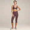 Conjunto de Yoga Cross-Border Sensação de Segunda Pele Sutiã de Yoga Costas Nuas em U Calças Capri Justas Conjunto de Roupa para Corrida ao Ar Livre e Fitness