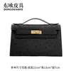 Bolsa Kelly de Couro de Avestruz de Primeira Geração Transfronteiriça para Mulheres, Couro Genuíno com Linha Encerada, Ferragens de Aço Costuradas à Mão, Bolsa de Ombro Único Transversal