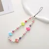 Nueva cadena para teléfono con cuentas en forma de corazón con accesorios de corazón de madera, funda de teléfono anticaída y colgante antipérdida, correa para la muñeca