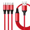 Cabo de dados para celular personalizado um para três linha de carregamento rápido para tipo-c Android Apple USB linha de carregamento três em um