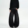 Pantalones de Trabajo para Hombre Estilo Vintage Desgastado con un Aire de Diseño de Marca de Moda Americana, Pantalones de Pierna Ancha de Corte Holgado