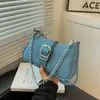 Nova Bolsa de Ombro Único 2026 Bolsa de Jeans para Axila para Mulheres, Design de Nicho Tendência, Bolsa Transversal de Lona com Corrente Fashion e Versátil