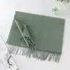 Lenço de Cor Sólida Falso Caxemira 2025 Outono e Inverno Novo com Logo Personalizado para Mulheres, Xale de Inverno com Franjas e Estilo Coreano