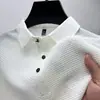 Camisa Polo Casual de Manga Corta de Jacquard de Lujo Ligero de Verano para Hombre, Estilo Nuevo, Camiseta Juvenil Cómoda y Transpirable con Cuello
