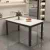 Mesa de comedor de losa de roca, diseño simple y elegante, adecuada para uso doméstico, forma rectangular, ideal para apartamentos pequeños, juego de mesa y sillas de comedor