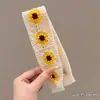 Diadema adhesiva de punto floral estilo francés personalizada con flecos para recoger el cabello suelto, diadema para lavarse la cara, accesorio para el cabello