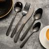 Juego de cuatro piezas de cuchillo, tenedor y cuchara elegantes de acero inoxidable 304 para restaurante, hotel, estilo chino y occidental, chapados en oro.