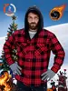 Camisa Xadrez Masculina Plus Size com Capuz e Forro de Fleece Amazon, Engrossada e Quente para o Inverno