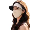 Máscara de Proteção Solar para Mulheres 2026 Novo Verão Chapéu de Sol de Rosto Inteiro Proteção UV Integrada Máscara Facial de Seda Gelada com Alça nas Orelhas