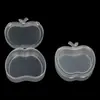 Caja vacía transparente de dibujos animados con forma de manzana al por mayor, caja de almacenamiento de plástico pp, caja para tapones para los oídos, caja para auriculares, caja para accesorios con cuentas y gomas elásticas