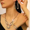 Moda Transfronteriza Europea y Americana Pulseras, Collares, Pendientes de Empalme Irregulares con Forma de Círculo O, Joyería Geométrica Hueca Simple